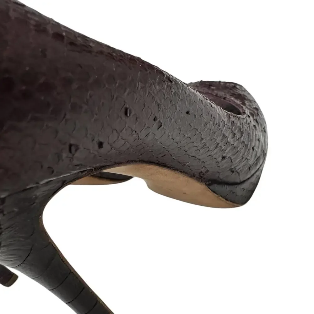 Christian Dior Womens Pumps Size 8.5 Python Leather Peep Toe Amethyste 2008 - Picture 6 of 11